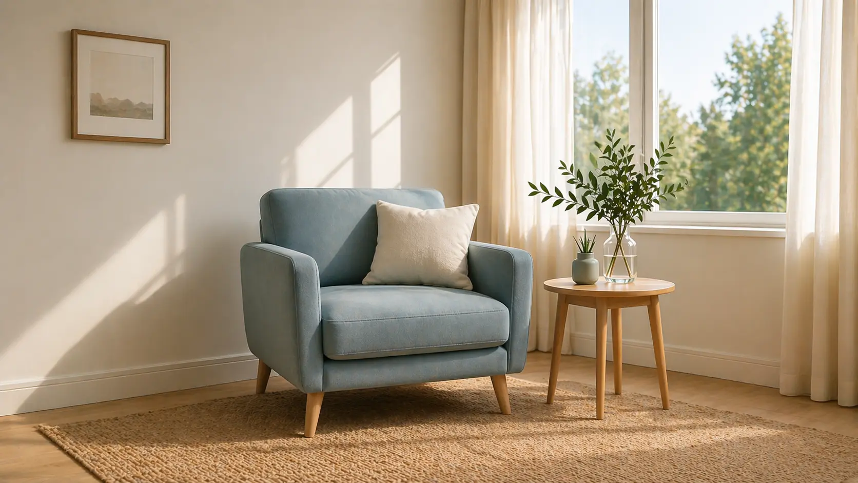 Calm, welcoming therapy office with comfortable seating and natural light